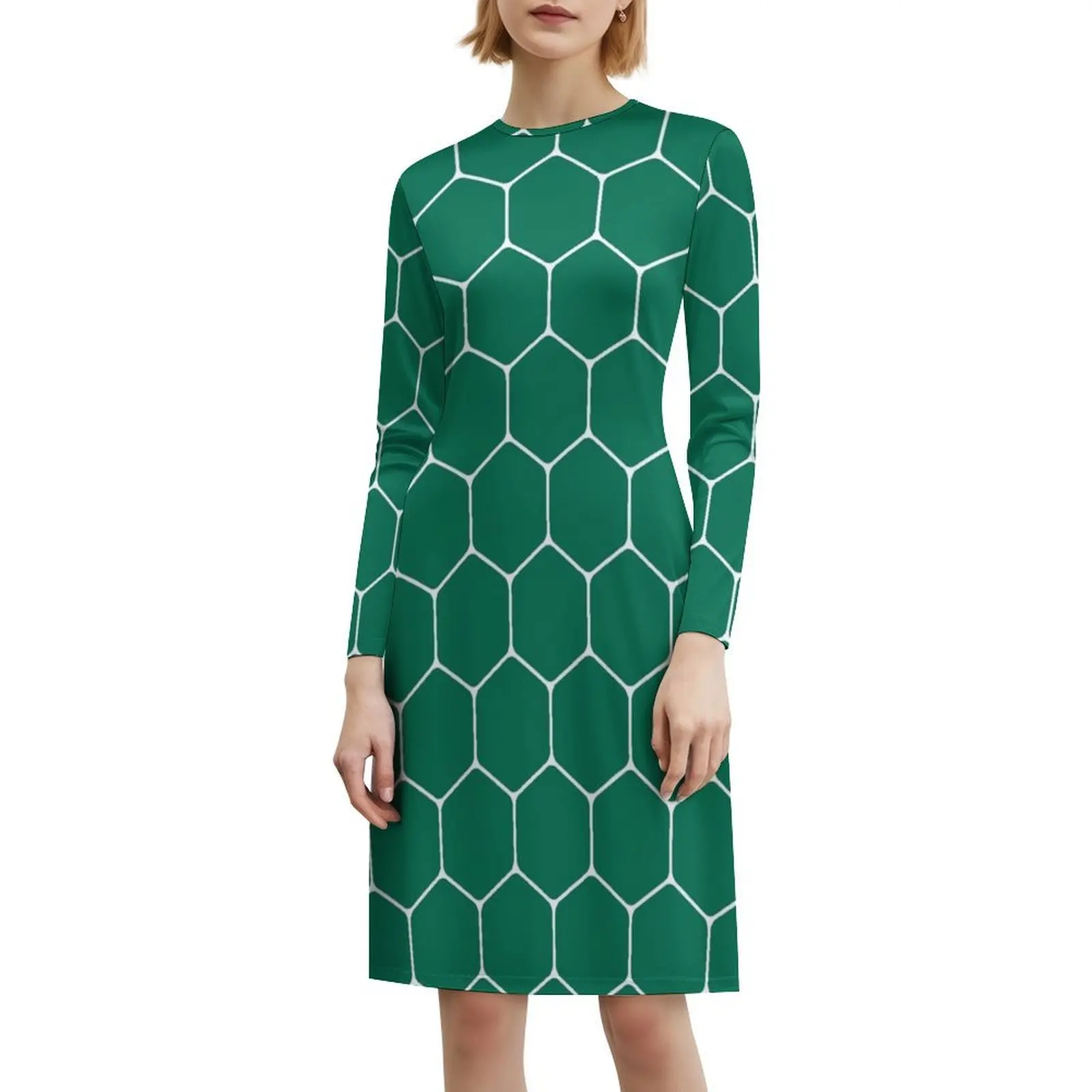 فستان بوهيمي بدون أكمام بنمط قرص العسل باللون الأخضر الداكن، فستان متعدد الطباعات لحفلات عطلة الشاطئ، أخضر داكن، قرص العسل