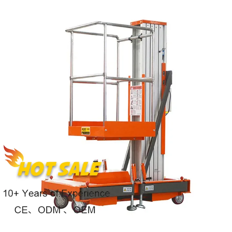 

Self Propelled Custom 4m Telescopic Light Weight Hydraulic Lift Table Single Aluminum Mast Vertical Lifting Platform