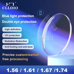 CLLOIO Anti Blue Light Series Myopia Customization Lens CR-39 Resin Aspheric 1.56 1.61 1.67 1.74 Optical Prescription Lenses