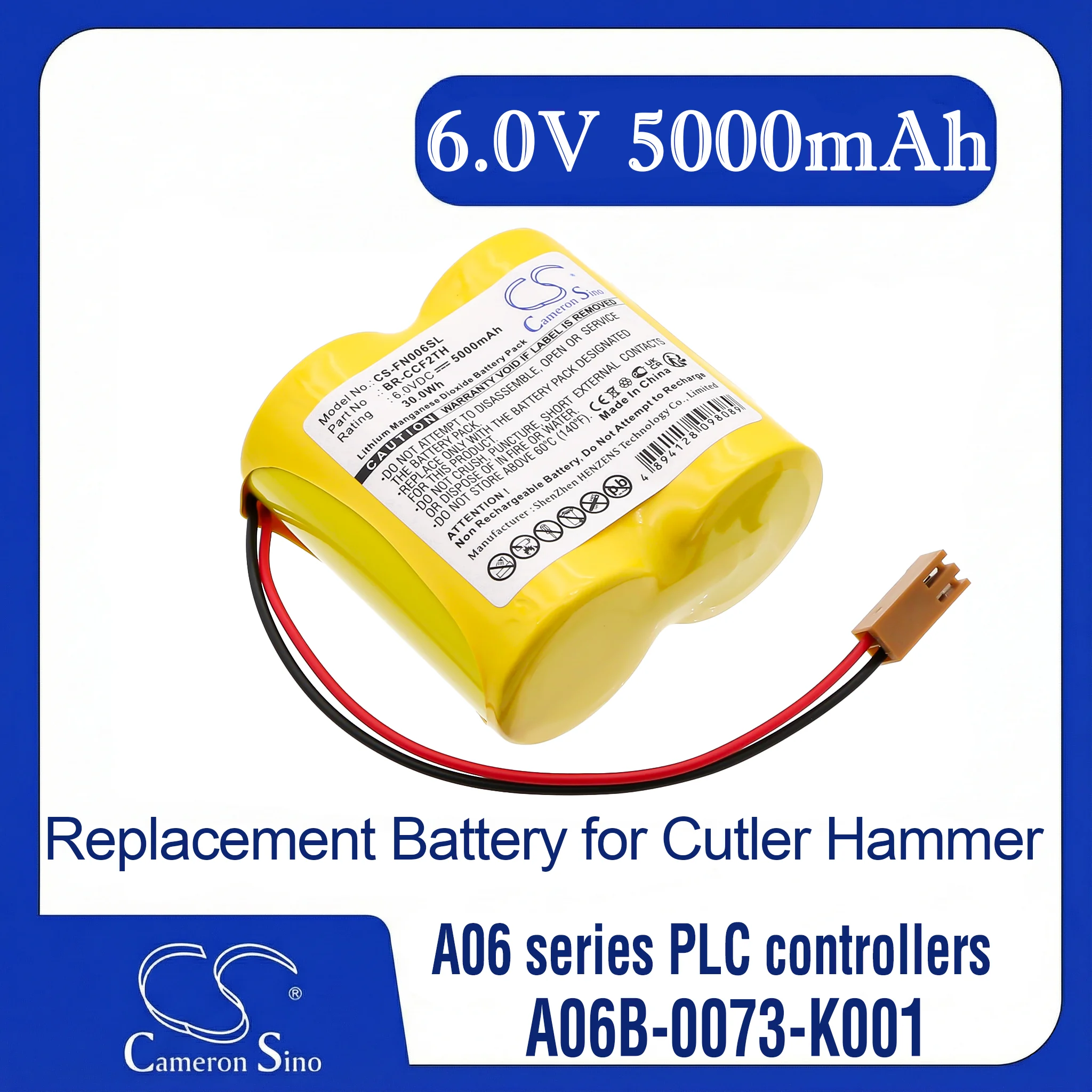 

Cameron Sino Replacement Battery for Cutler Hammer A06 Control, A06 series PLC controllers,, Fits P/N A06B-0073-K001,