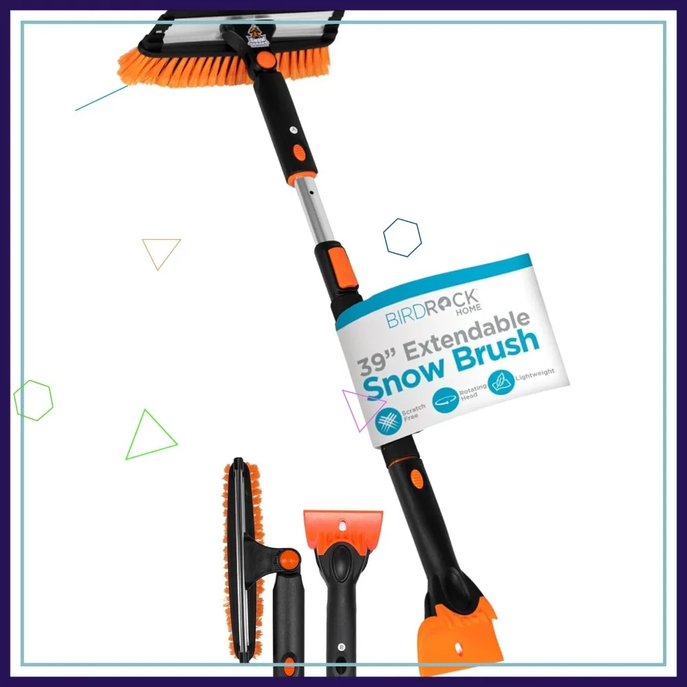 

39-дюймовая выдвижная щетка для снега с ракелем и скребком для льда, пенопластовой ручкой для автомобиля, грузовика, внедорожников