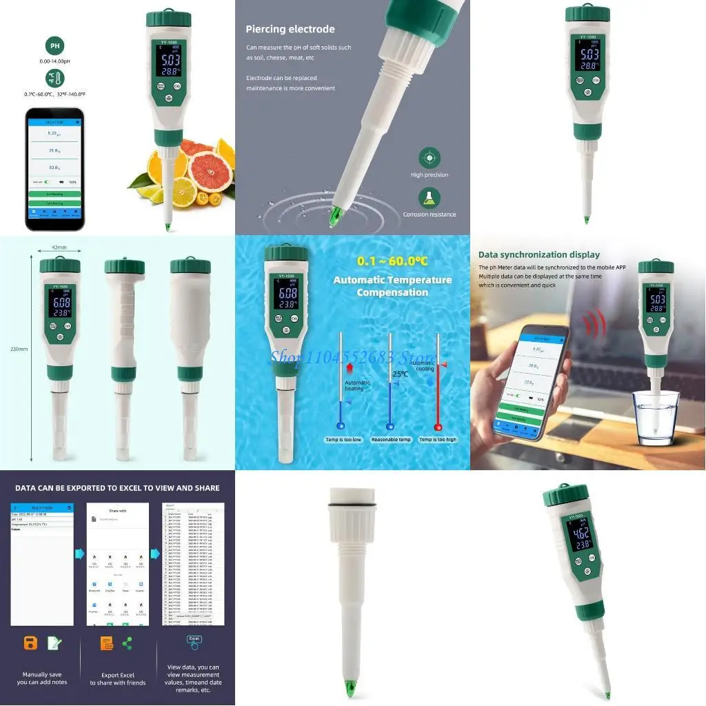Y6GD Digital Meter with Temperature Display 0-14pH LCD Back light Water Quality