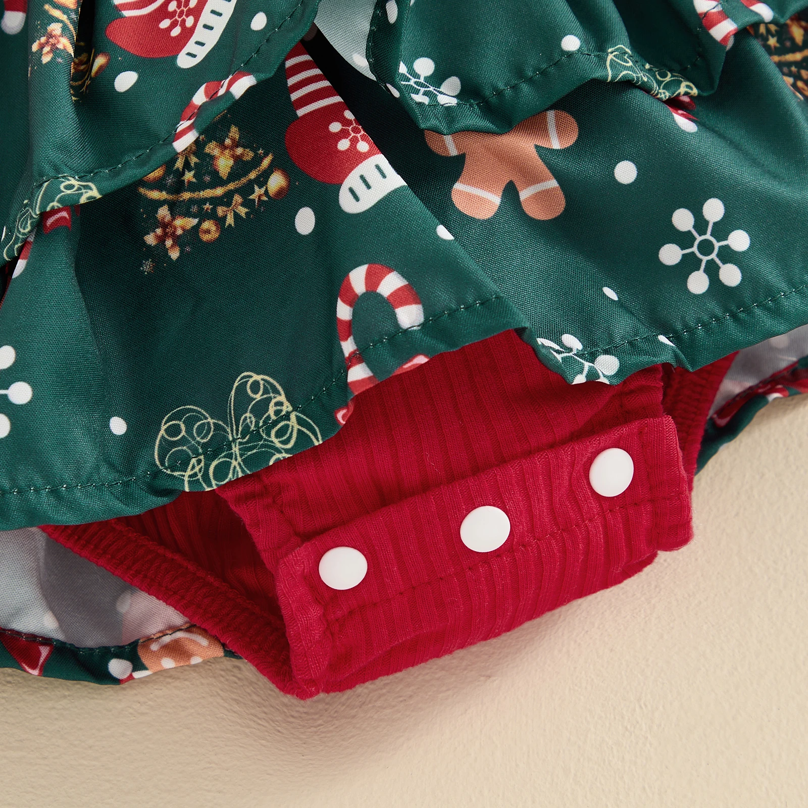 2026 السنة الجديدة موضة طفل رضيع فتاة عيد الميلاد رومبير فستان عيد الميلاد كم طويل رسالة سانتا قبعة طباعة رومبير مع القوس عقال #4