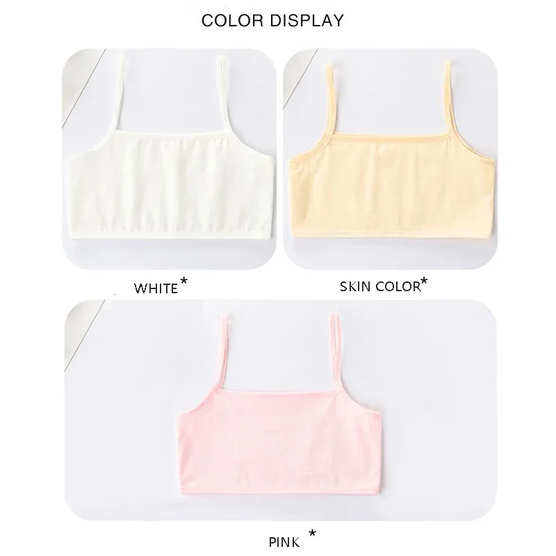 2024 Children\'s Breast Care Girl Training Bras Puberty Solid Underwears Hipster Cotton Teens Teenage Summer Kids Vest 8-14 Years