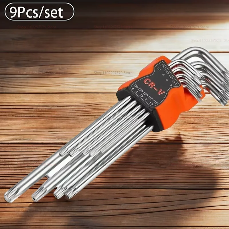 9 قطعة L شكل مزدوج نهاية مفك مجموعة عرافة ألين مفاتيح توركس وجع ستار المفك للمنزل إصلاح السيارات مفك مجموعة