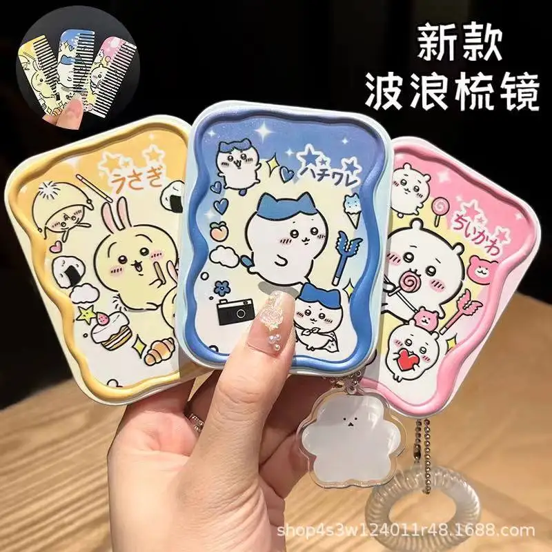 

Ins Anime New Small office Mirror Makeup Mirror Portable Folding Makeup Mirror Comb Set Pocket Mirror for Class For Girls Gifts