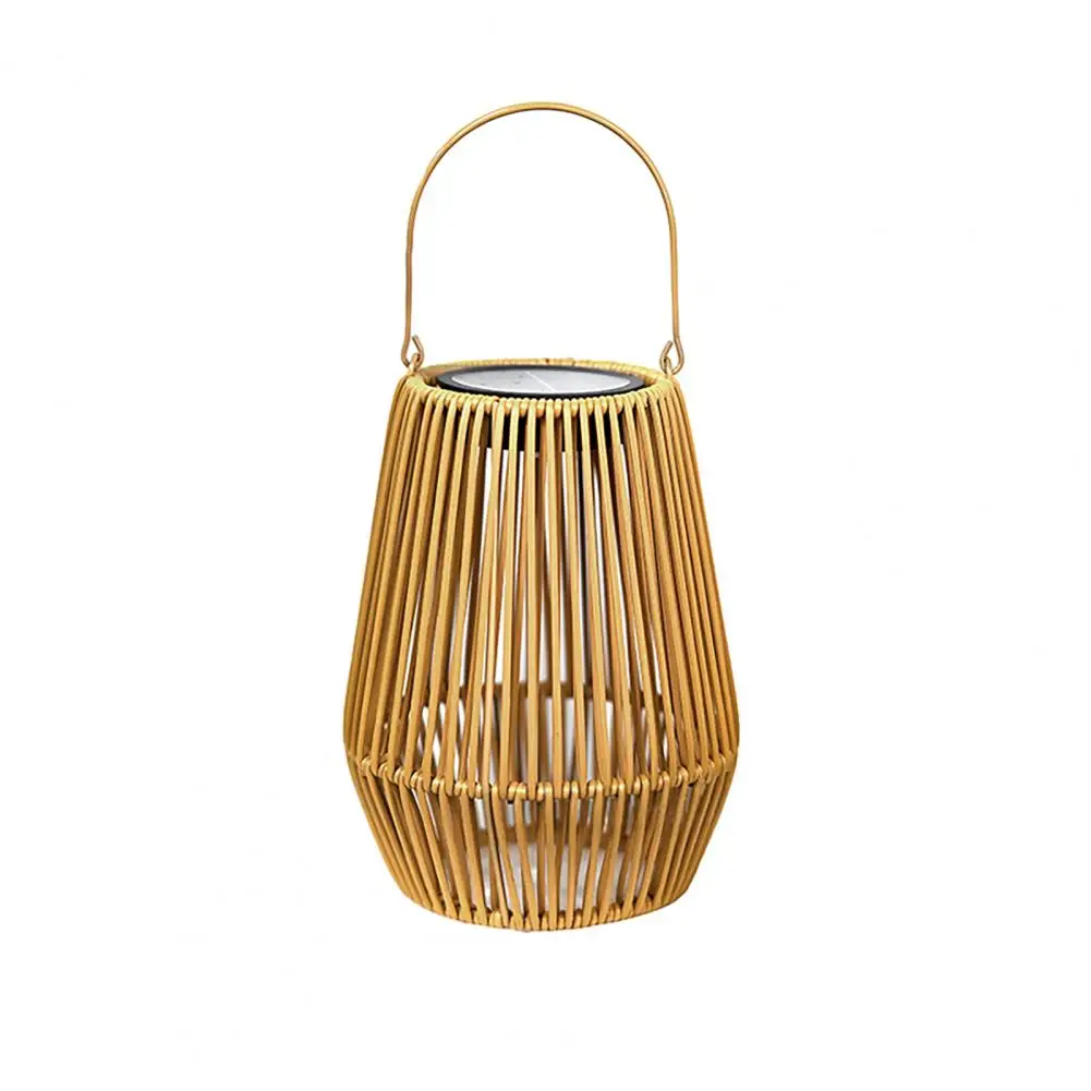 Woven Solar Lantern Rustic Solar Lamp with Handle Auto On/Off Solar Powered Outdoor Hanging Light for Farmhouse Garden Patio Yar