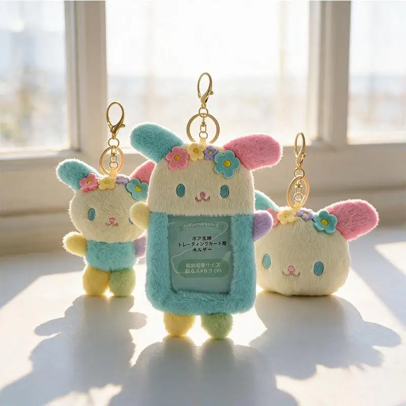 Cartoon Usahana Plush Coin Purse Multi Functional Kawaii Anime Rabbit Doll Transparent Card Bag Keychain Friend's Birthday Gift