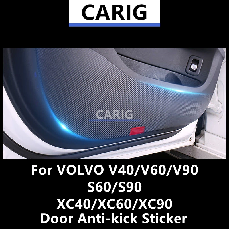 For VOLVO V40/V60/V90/S60/S90/XC40/XC60/XC90 Door Anti-kick Sticker Modified Carbon Fiber Pattern Interior Car Film Accessories