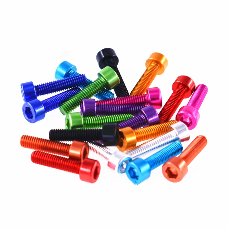 10 Stück DIN912 Aluminiumschrauben M3 M4 M5 M6, eloxiert, farbig, Aluminium-Sechskant-Innensechskantschrauben, Maschinenschrauben