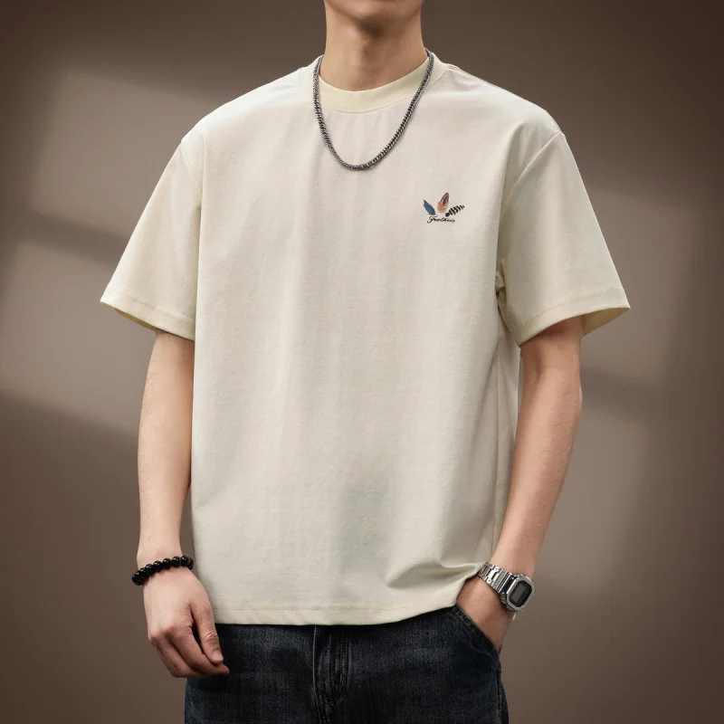 Retro printed short sleeved T-shirt for men in summer 2025, new fashionable street style, loose casual, painted men's clothing