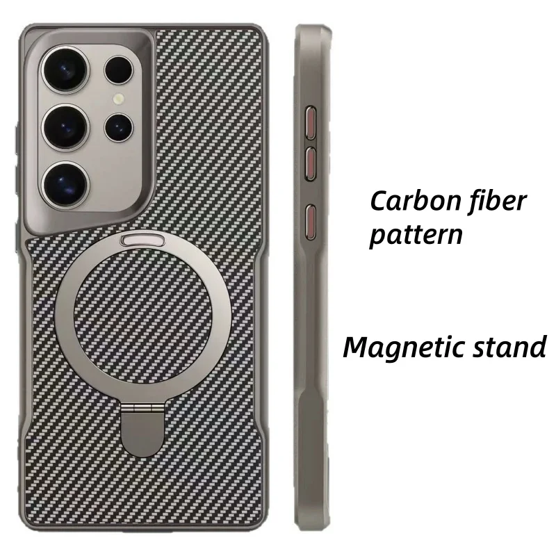 

For Magsafe Wireless Charge Protect PhoneCover For Samsung S25Ultra Cases With Magnetic Stand For Galaxy Cover S25Plus S24 S23