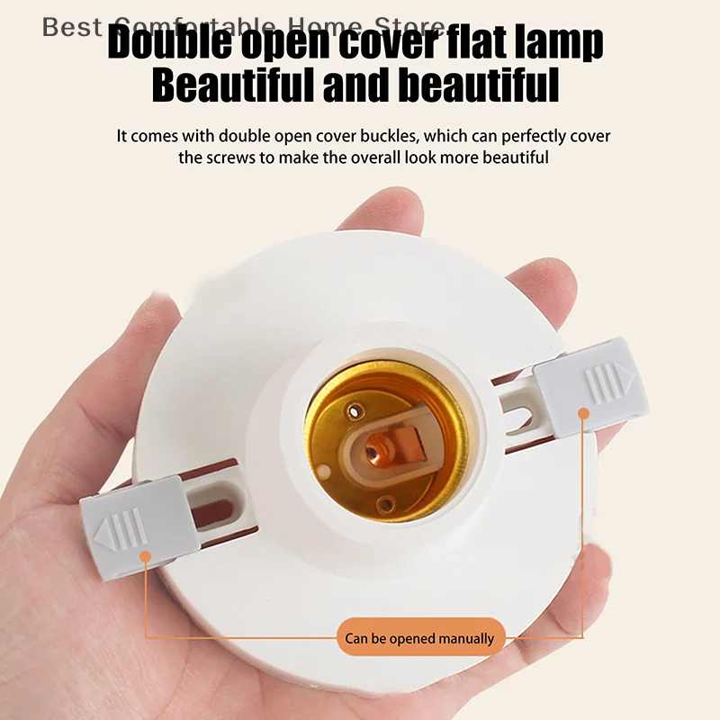 

220V Light Bulb Holder 1/5PCS, E27 Screw Base Adapter, White Flat Light Fixture for Ceiling Lamps