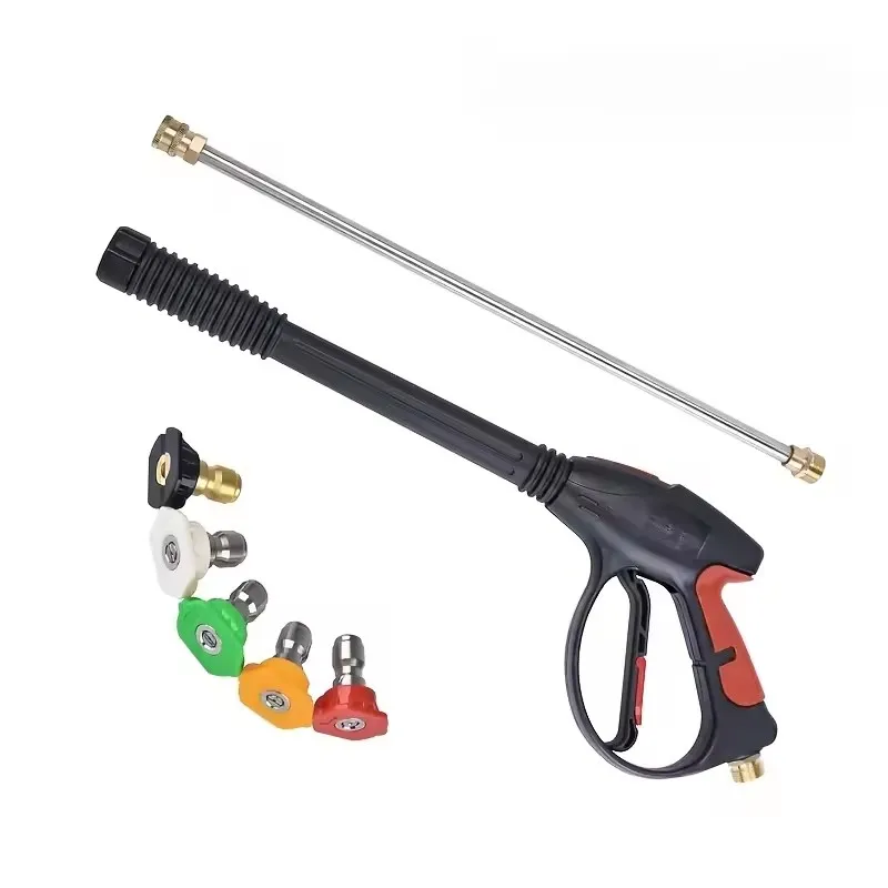 Portable High Pressure Car Wash Gun with Adjustable Extended Rod Household Water Pipe Matching Car Cleaning Tool for Home Outdoo