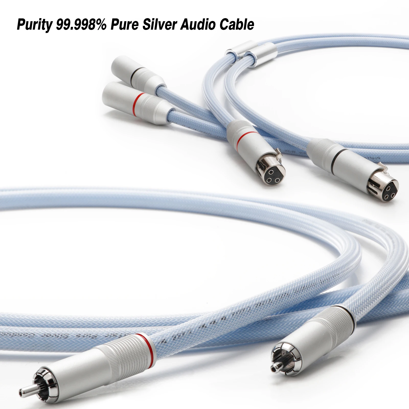 

X458R 99.998% Pure Silver HiFi Audio Cable – XLR/RCA Interconnect, PTFE Insulation, Silver-Plated Shielding,