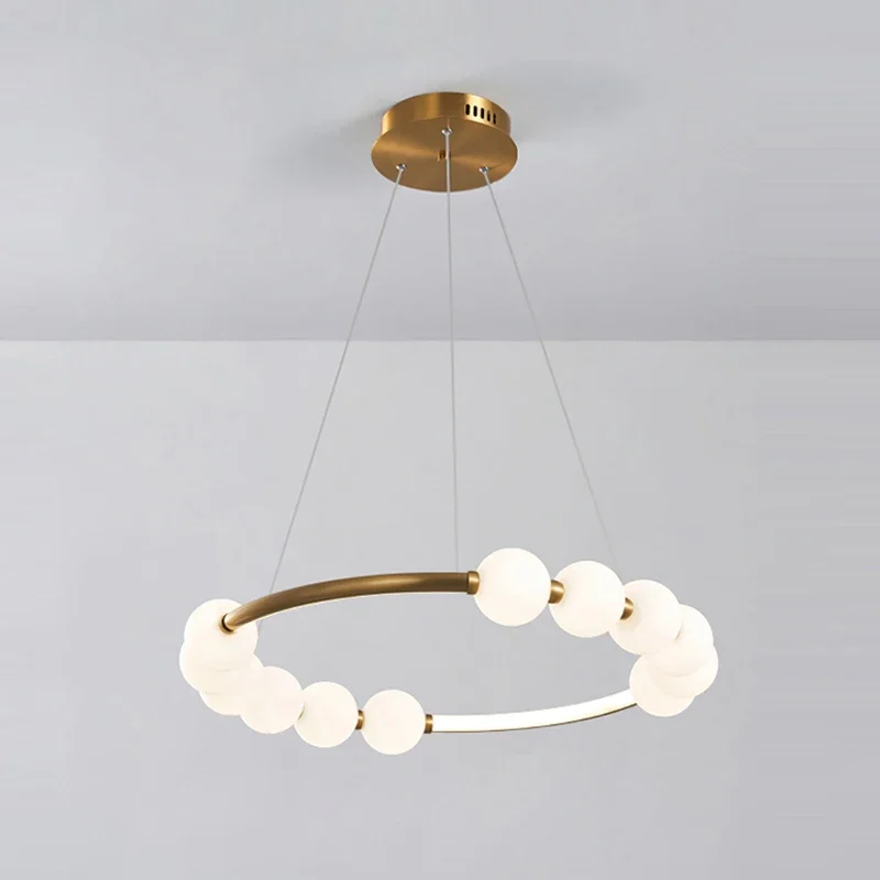 Modern Luxury LED Ring Pendant Light for Living Room Dining Hall Bedroom High Ceiling Home Decor