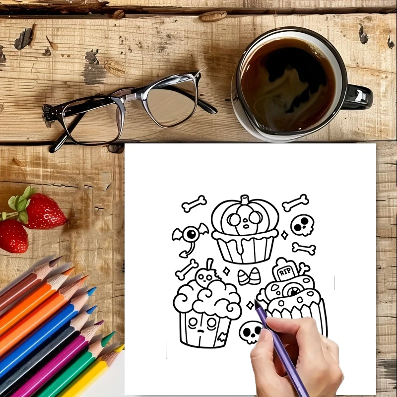 Libro para colorear de alimentos y bebidas de 28 páginas para adultos |   Libro para colorear, útiles de dibujo para Navidad, Acción de Gracias