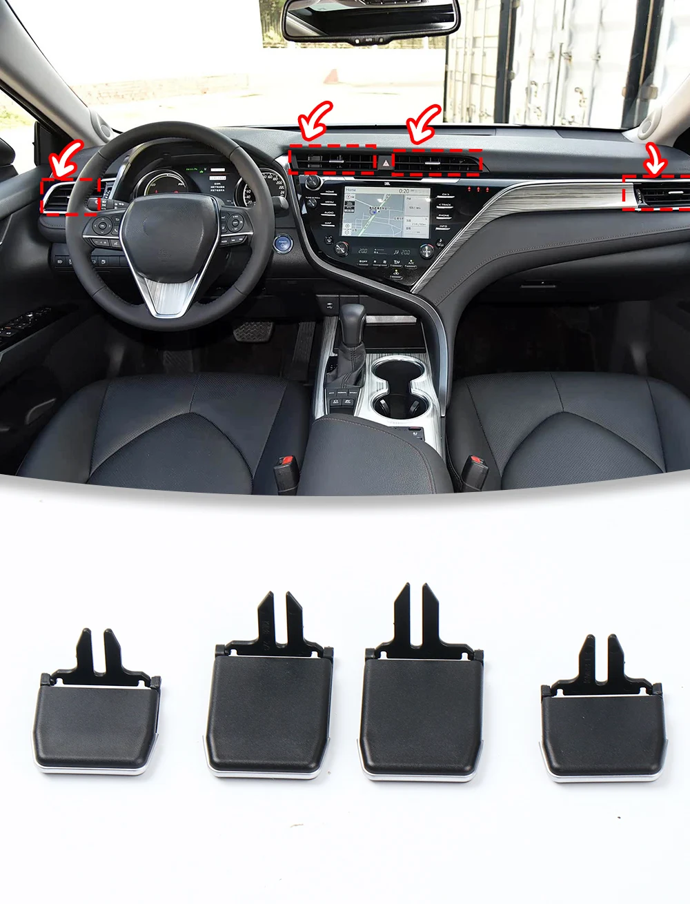 Armaturenbrett-Set zur Reparatur der Lüftungsschlitze mit Schieberegler und Clip für Toyota Camry XV70 2018–2023, Ersatzteile zur Einstellung der Luftauslässe. – Detail 1
