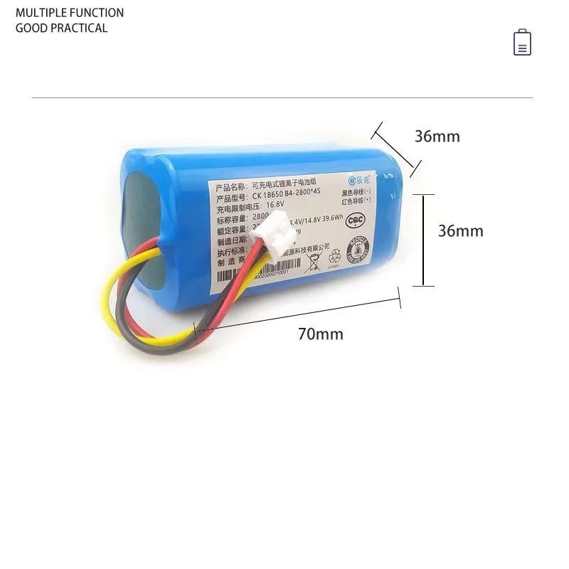 14.4V  2800mAh Battery for Proscenic 800T 830P 820P 820T 820S Robotic Vacuum Cleaner New Li-ion 18650 Rechargeable Pack Part