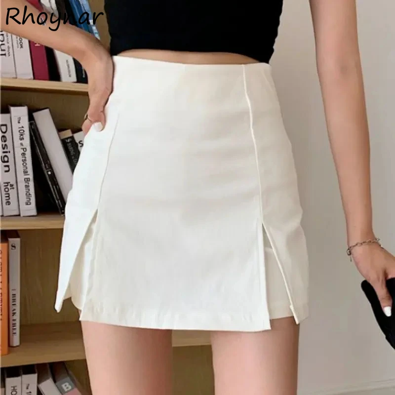 

Юбки женские мини сексуальные модные шикарные тонкие корейский стиль новые повседневные с разрезом по бокам Hotsweet нежные с высокой талией летние универсальные простые