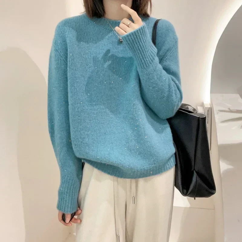 Women's Winter Clothing 2024 Autumn Knitted Pullover Tops Fashion Grace Casual Long Sleeve Round Neck Knitwears Women's Sweater