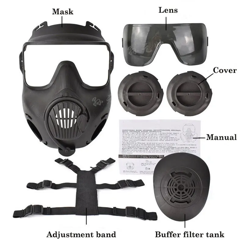 Gas Mask Full Face Skull Tactical Protective Mask For Cosplay CS Costume Party Halloween Exhaust Fan Breathable