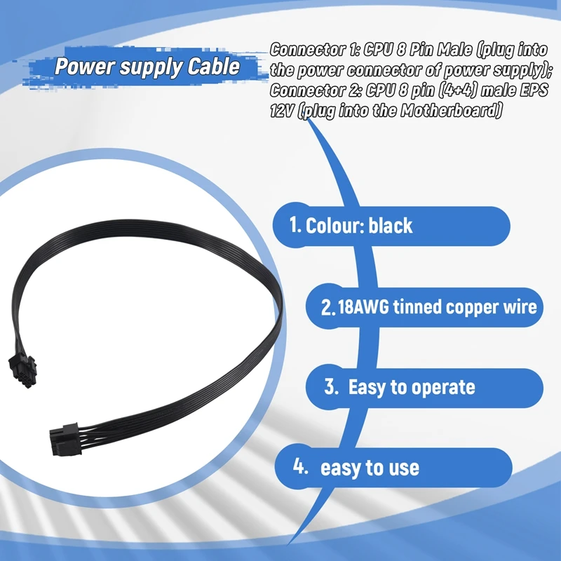 CPU 8 Pin ke 4 + 4 Pin ATX kabel Power Supply 8Pin untuk 8Pin untuk Corsair untuk pendingin MASTER dan sebagainya Modular Power Supply