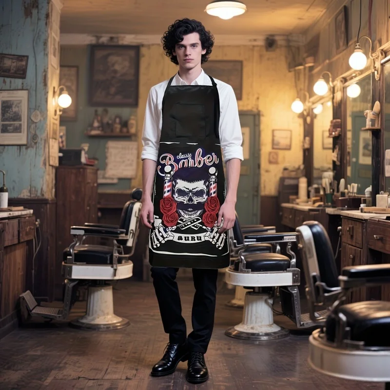 Graffiti Pattern StyleHair Salon Robe Breathable Non Stick Hair Cutting Apron Barber Shop Cloak Tools Hairdressing Workwear Hat