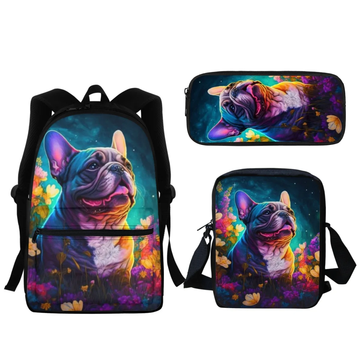 Belo Bulldog Francês Art Print Senhoras Mochila Meninas Grande Capacidade Laptop Bag Moda Student School Bag Mochila Escolar