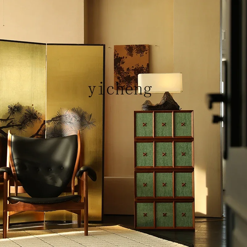 D27 Solid Wood Combined Cabinet Retro Wind Gilt Cabinet Storage Bedside Storage Cabinet Entrance
