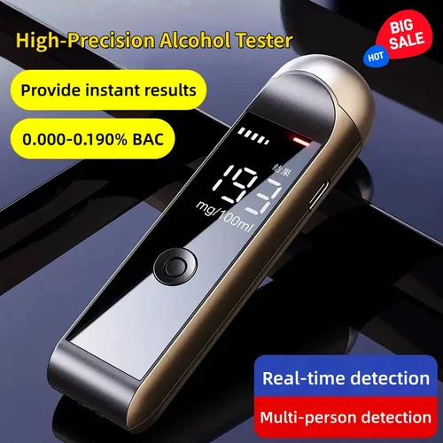 Imagen 2 del producto Alcoholímetro Profesional Lenovo de Alta Precisión, Portátil, con Pantalla Digital, para la Seguridad del Conductor, Respuesta Rápida en Tiempo Real