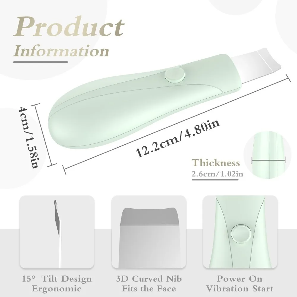 Espátula elétrica para purificador de pele, espátula para pele, limpador de poros, removedor de cravo, ferramentas para limpeza profunda facial, ferramenta de cuidados com a pele