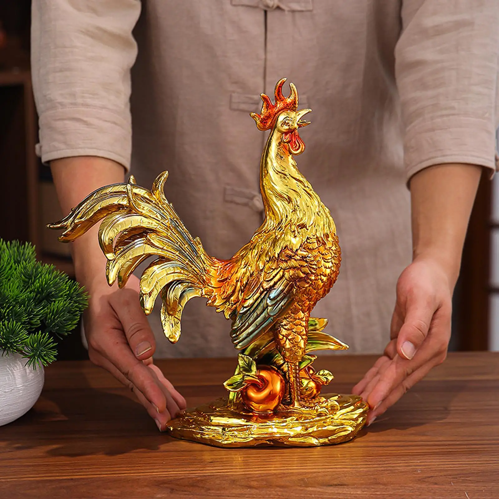 

Rooster Statue Collectible Cock Decorative Figurine Desktop Ornament for Table Centerpiece Living Room Office Cabinet Bookshelf