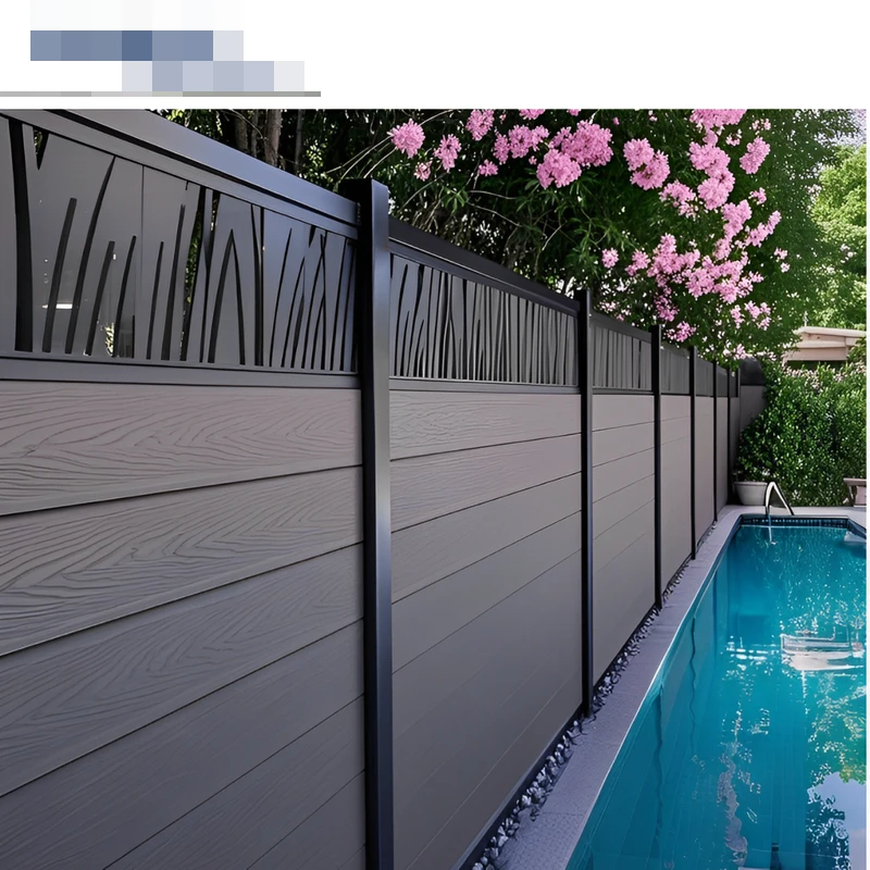 Poteau de clôture composite bois-plastique, grain de bois 3D, clôture composite de confidentialité e