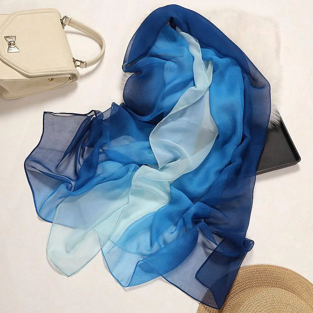 

Korean Style Gradient Color Silk Scarf Long Thin Dance Ceremony Scarf Shawl Spring Autumn Seasonal Yangjing Brand Accessory