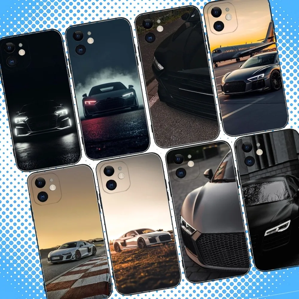 

A-AudiS Car R8 V10 Phone Case For iPhone 16,15,14,13,12,11,Pro,Max,Plus,X,XS,XR,SE,8,7,Mini,Soft Silicone Black Case