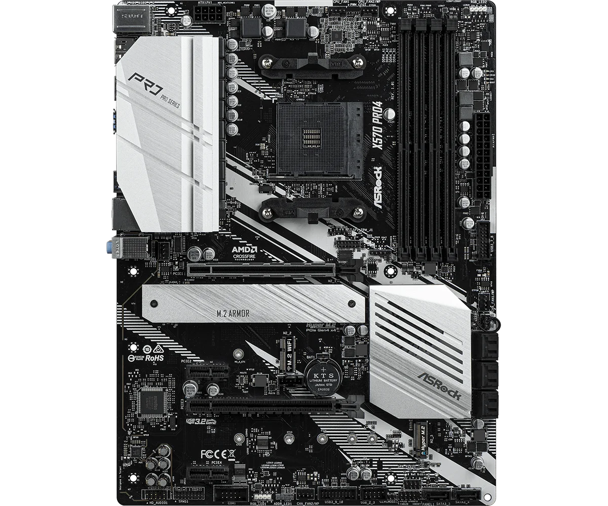 ASRock X570 PRO4 Socket AM4 Mainboard PCIe 4.0 M.2 USB3.2 Support Ryzen 7 5800X 5600X 3700X DDR4 ATX Gaming Motherboard
