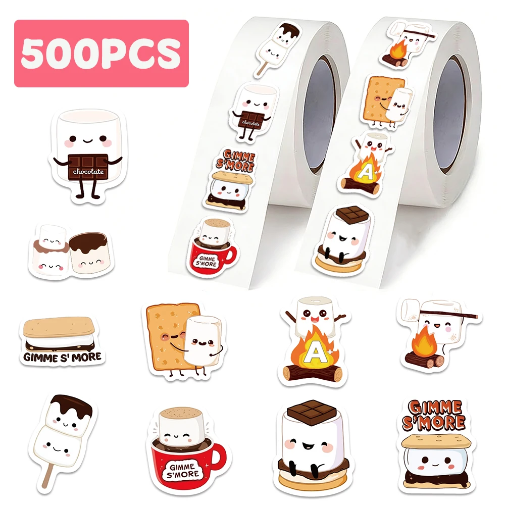 

500 шт. мультяшных милых наклеек в виде зефира для телефона, чемодана, конверта, журнала, скрапбука, ПВХ-наклейки (не легко отклеиваются)