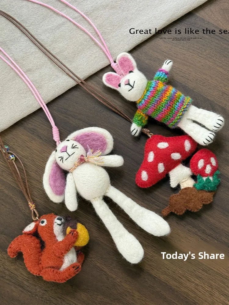 Personalized Design Wool Felt Necklace Sweater Chain Elephant Doll Pendant Clothing Accessory Trendy Summer 2025