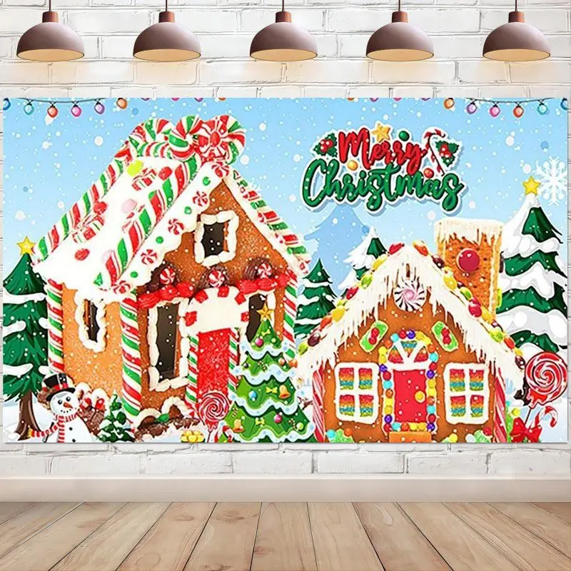 Gingerbread House Backdrop for Christmas Party Decorations Banner Cartoon Photography Background Photo Booth Studio Props