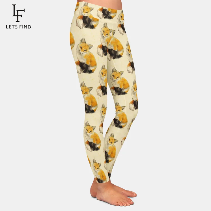 LETSFIND-mallas con estampado de zorro para mujer, Leggings elásticos de cintura alta, a la moda, novedad, gran oferta