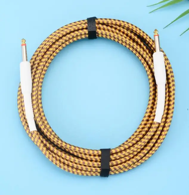 Black Leather Guitar Connection Cable 3m 5m 10m Woven Noise Reduction Electric Guitar Electric Box Bass Sound Accessories