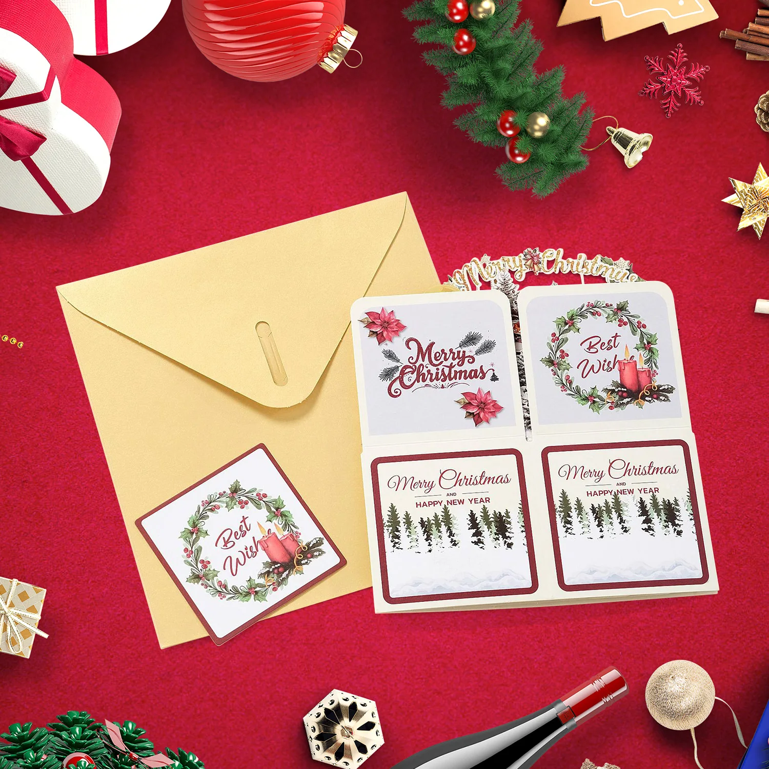 

3D Pop-Up Christmas Cards with Envelopes – Unique Folded Christmas Greeting Cards with Festive Designs, Perfect for Holiday Wis