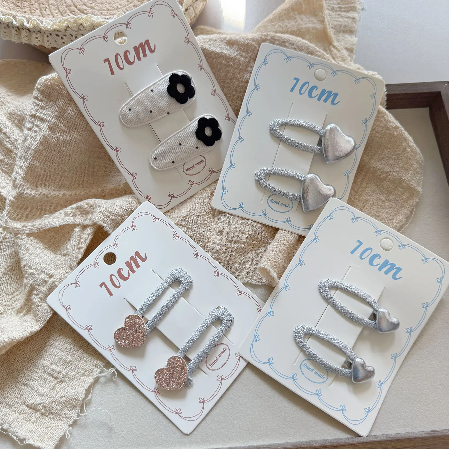 

Vintage Black and White Polka Dot Flower BB Clip Children's Love Broken Hair Bangs Clip Girl Side Hairpin Hair Accessories