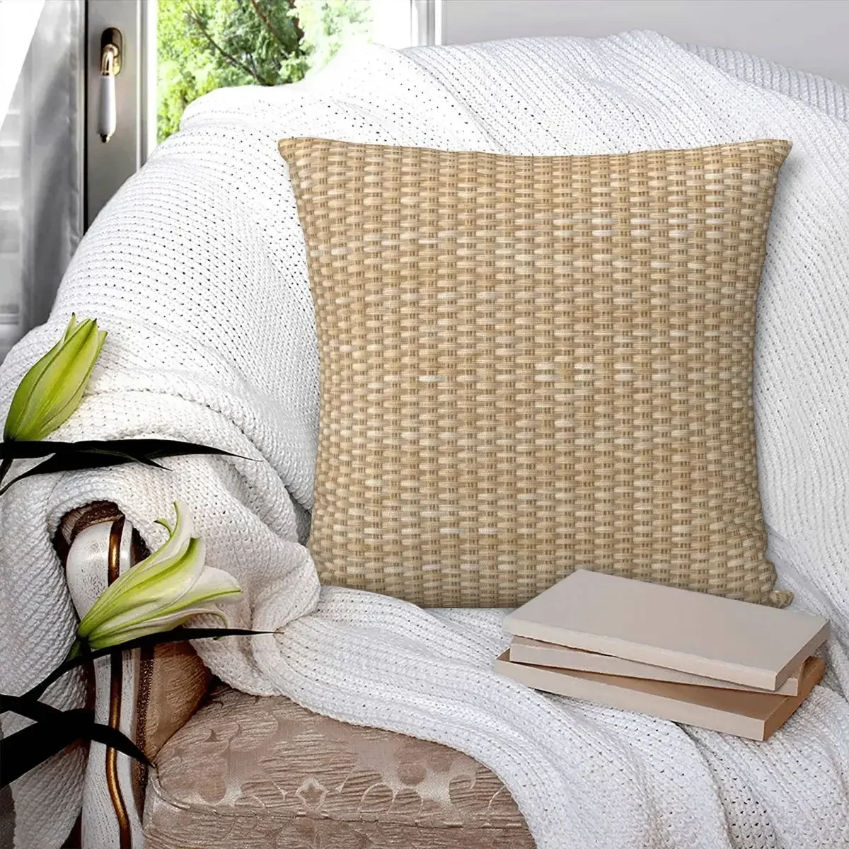 

Wicker Square Pillowcase Pillow Cover Polyester Cushion Decor Comfort Throw Pillow for Home Bedroom