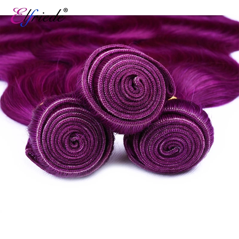 Elfriede Purple Body Wave Human Hair Bundles 100% Remy Human Hair Extensions 3/4 Bundles Deals Brazilian Human Hair Wefts