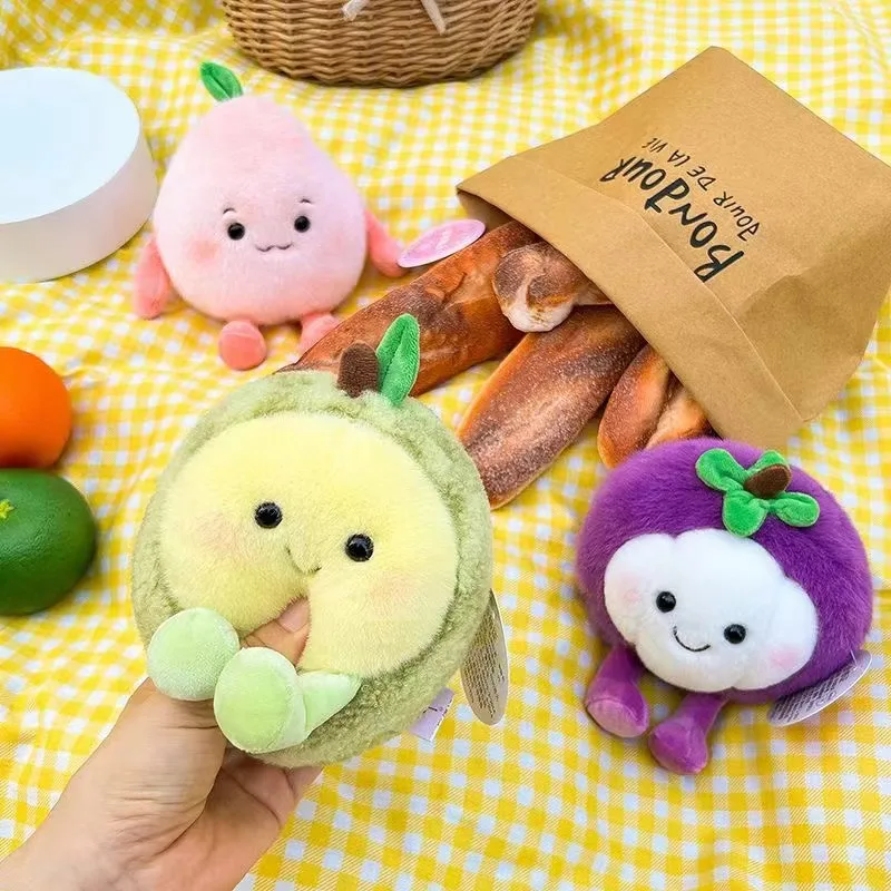 Japanese Cute Fruit Elf Plush Doll Toy Cartoon Durian Orange Lifelike Plush Stuffed Doll Creative Bedroom Ornaments Decor Gifts
