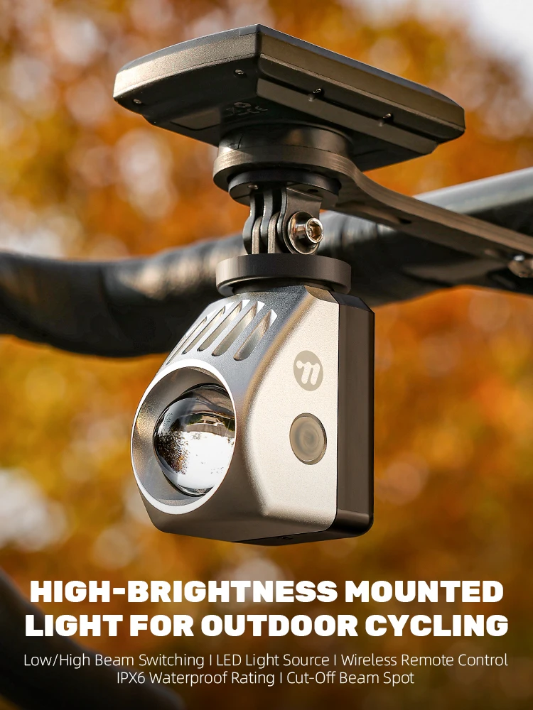 AliExpress West Biking WEST BIKING 1600LM Bike Mounted Headlight High-Brightness Wireless Remote Control IPX6 Cycling Frontlight Type-C Bike Headlight