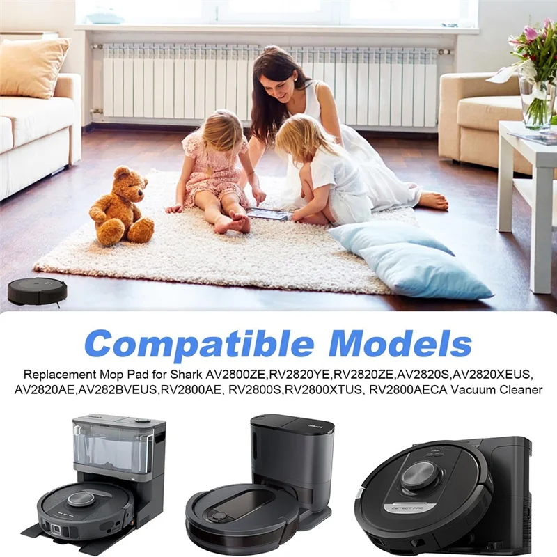 Abkr-almofadas de microfibra substituição mop almofada para tubarão av2800ze, rv2820ye, rv2820ze aspirador de pó recarga acessórios