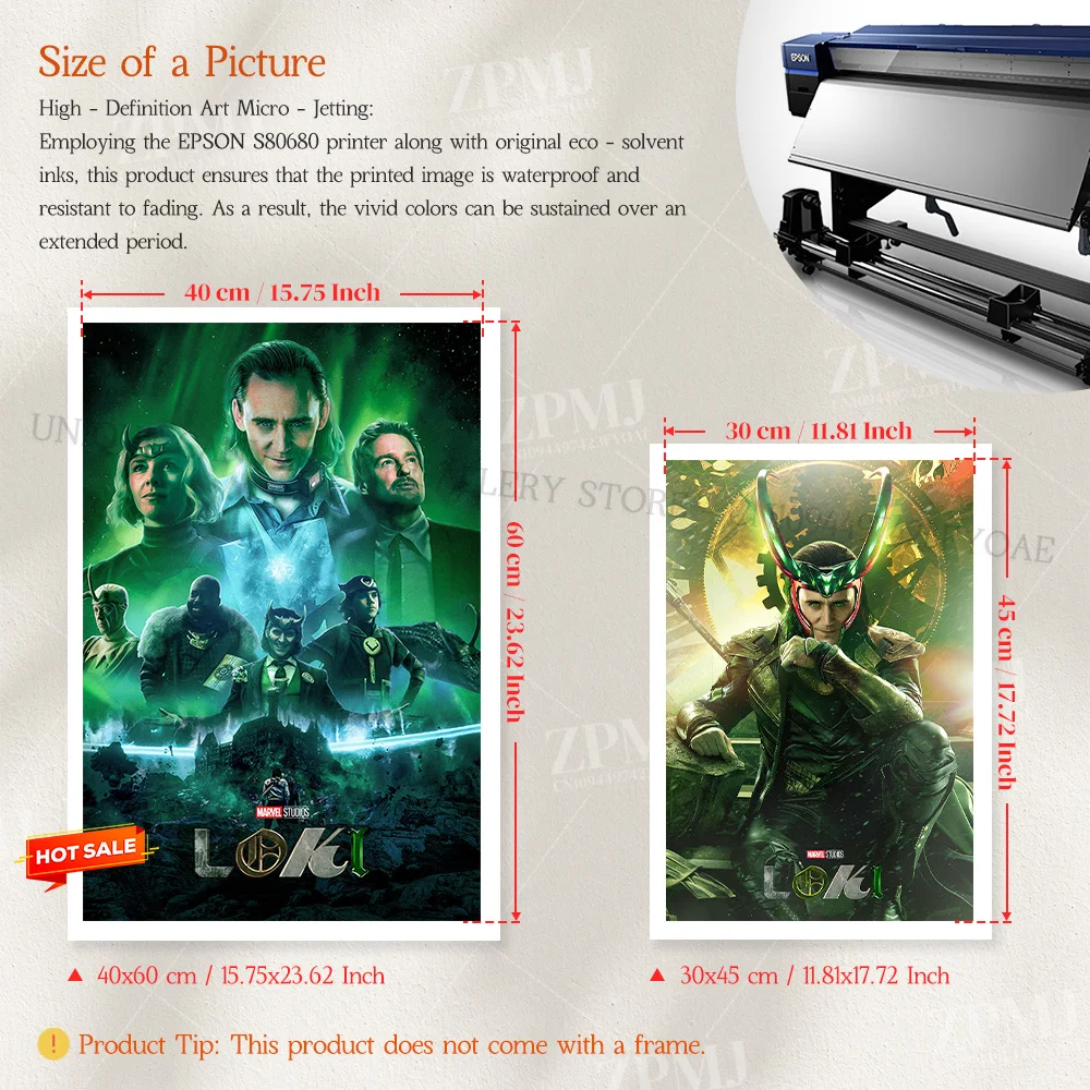 Marvel Comics The Avengers Loki Rahmenloser Leinwanddruck, modernes Poster, Film, Zuhause, dekorative Malerei, Wandkunst, Bild, Raumwandbild – Detail 3